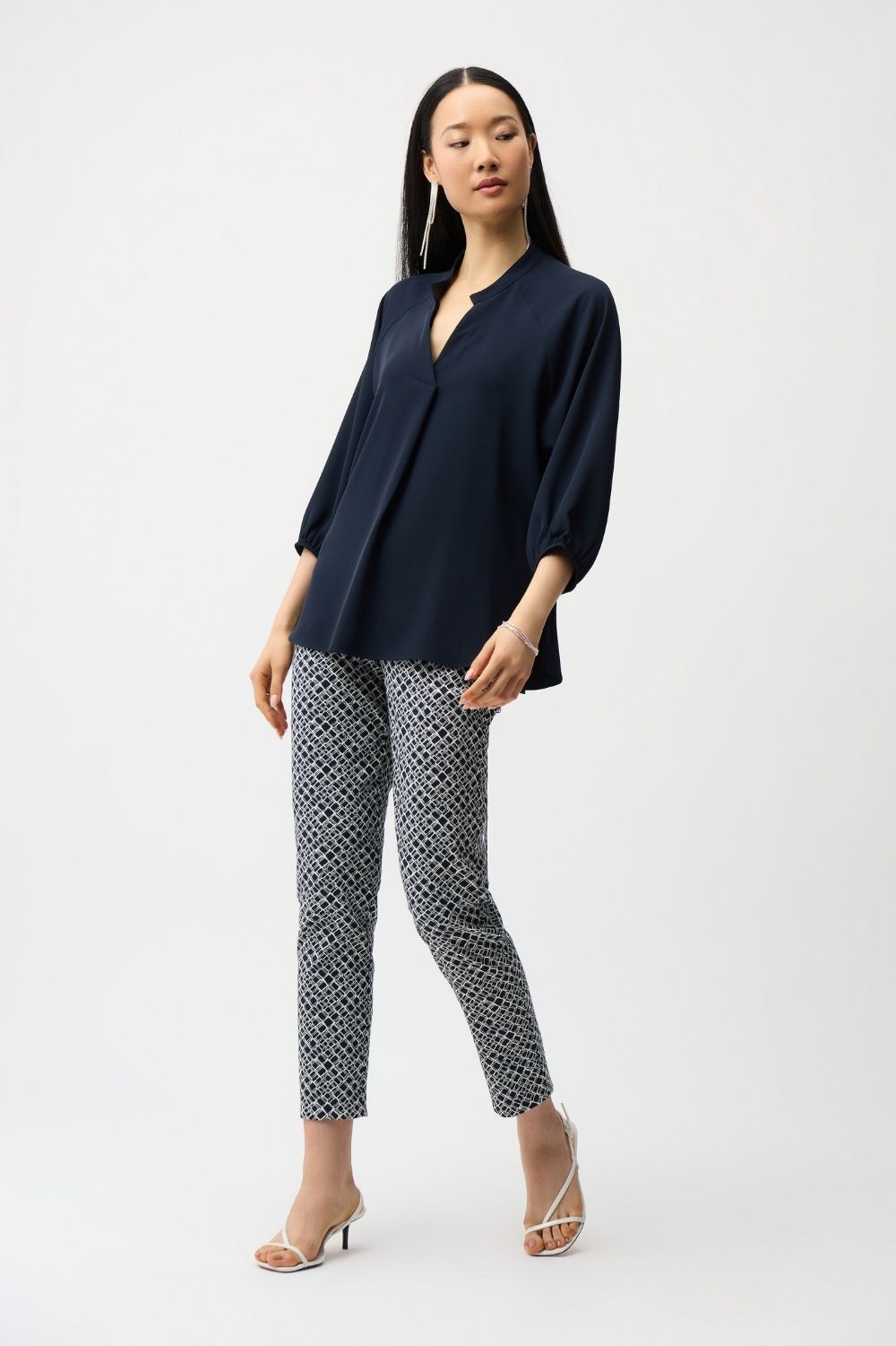 Joseph Ribkoff - Joseph Ribkoff Woven Twill Top | Midnight - Top - Silvermaple Boutique 