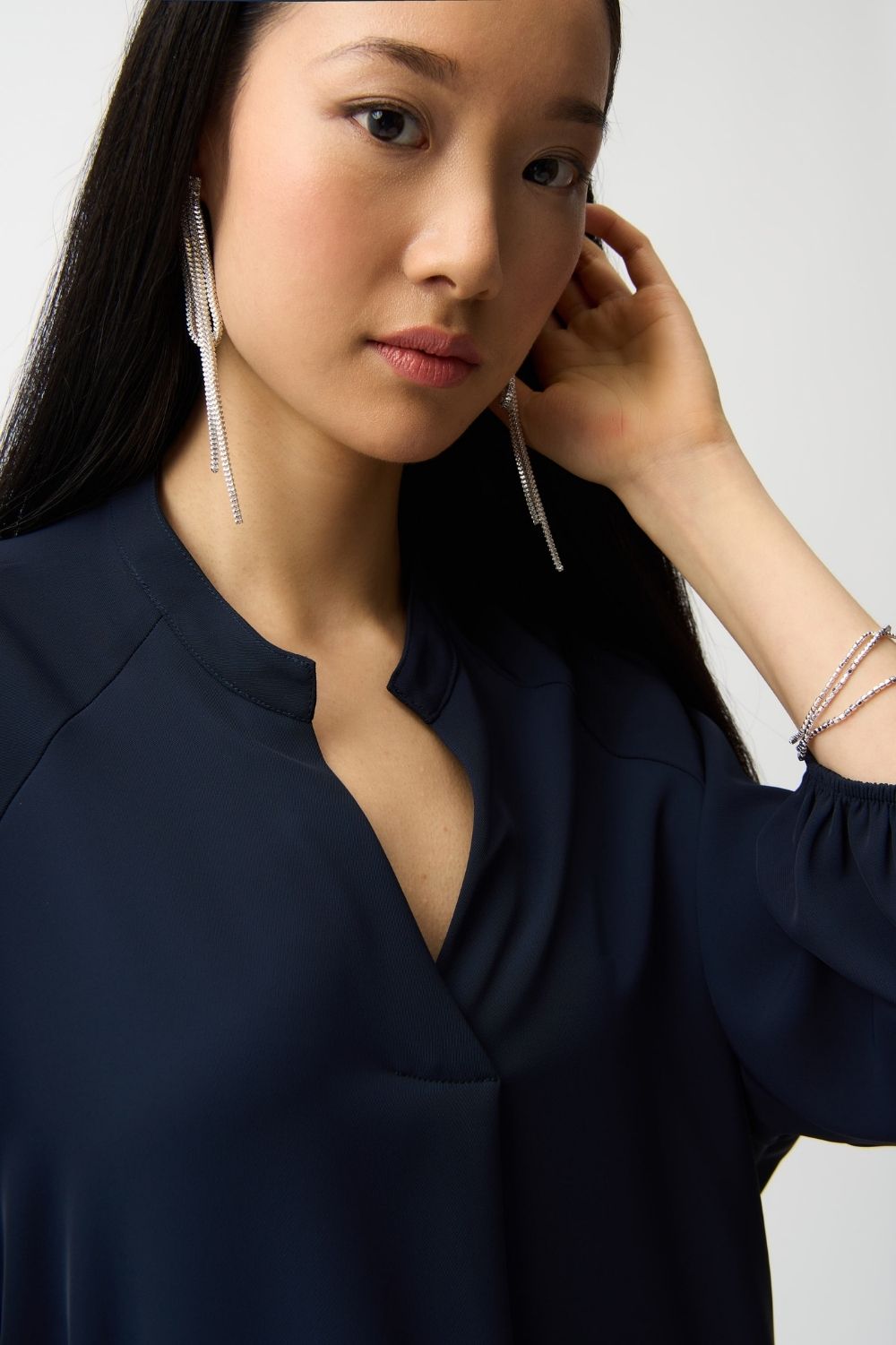Joseph Ribkoff - Joseph Ribkoff Woven Twill Top | Midnight - Top - Silvermaple Boutique 