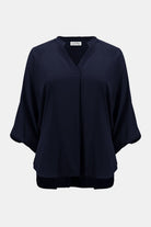 Joseph Ribkoff - Joseph Ribkoff Woven Twill Top | Midnight - Top - Silvermaple Boutique 