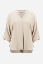 Joseph Ribkoff - Joseph Ribkoff Woven Twill Top | Parchment - Top - Silvermaple Boutique 