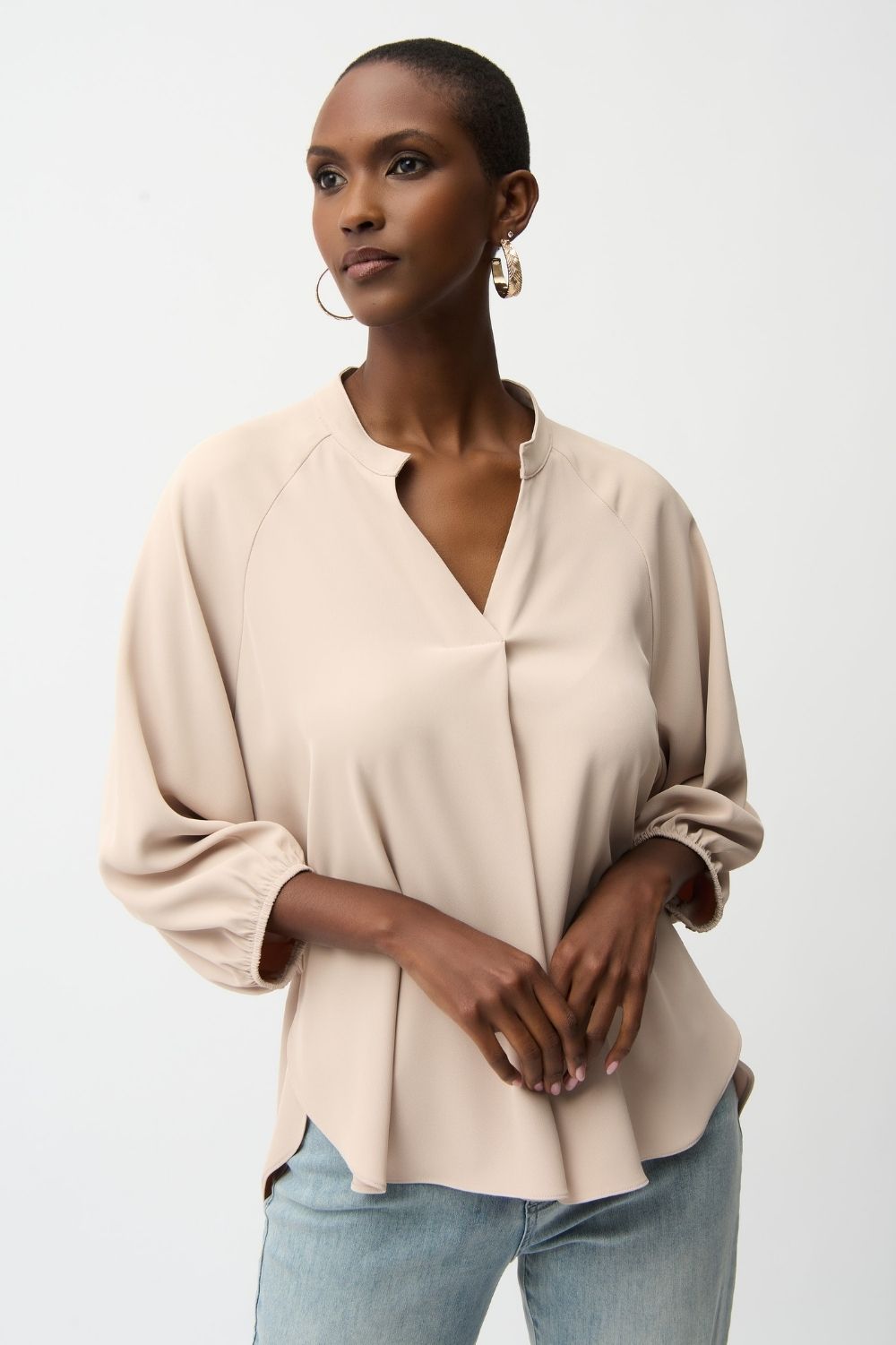Joseph Ribkoff - Joseph Ribkoff Woven Twill Top | Parchment - Top - Silvermaple Boutique 