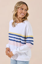 Jovie The Label - Jovie The Label Hamptons Sweater | White/Navy Pink Stripe - Jumper - Silvermaple Boutique 