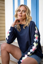 Jovie The Label - Jovie The Label Zanni Sweater | Navy/Multi Coloured Sleeve - Jumper - Silvermaple Boutique 