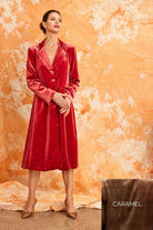Kamare - Surrey Velvet Coat | Caramel - Coat - Silvermaple Boutique 