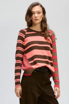 LD+Co - Crazy Stripe Crew | Choc Berry - Knitwear - Silvermaple Boutique 