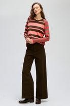 LD+Co - Crazy Stripe Crew | Choc Berry - Knitwear - Silvermaple Boutique 