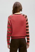 LD+Co - Crazy Stripe Crew | Choc Berry - Knitwear - Silvermaple Boutique 
