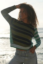 LD+Co - Crazy Stripe Crew | Ink - Knitwear - Silvermaple Boutique 