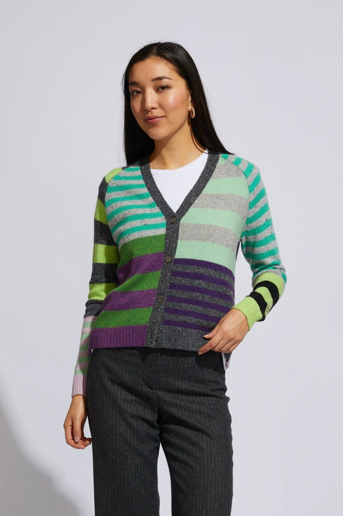 LD&Co Mix Stripe Cardi | Charcoal _Silvermaple Boutique