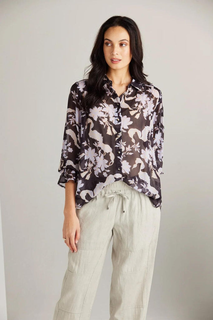 Lania Sander Shirt | Plum Print _ Silvermaple Boutique