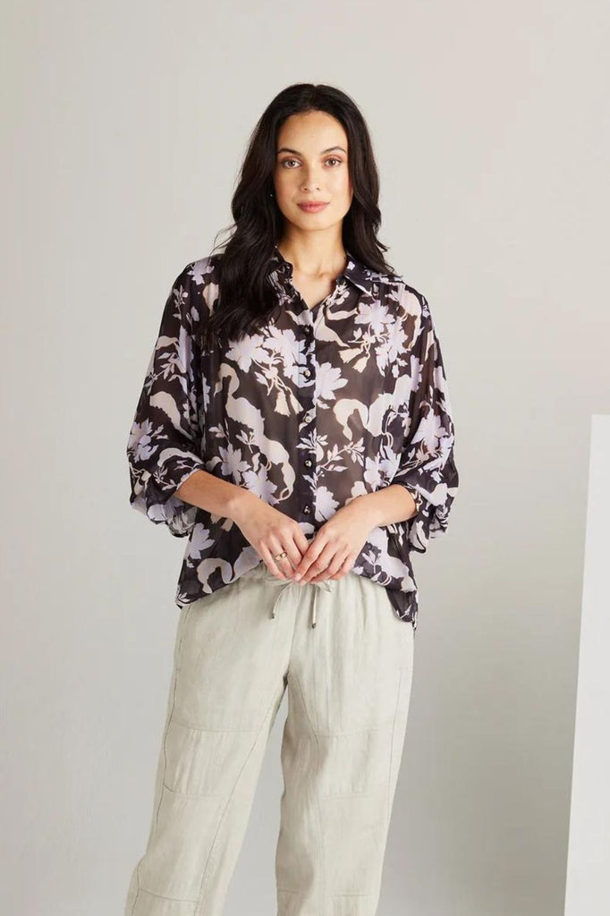 Lania Sander Shirt | Plum Print _ Silvermaple Boutique