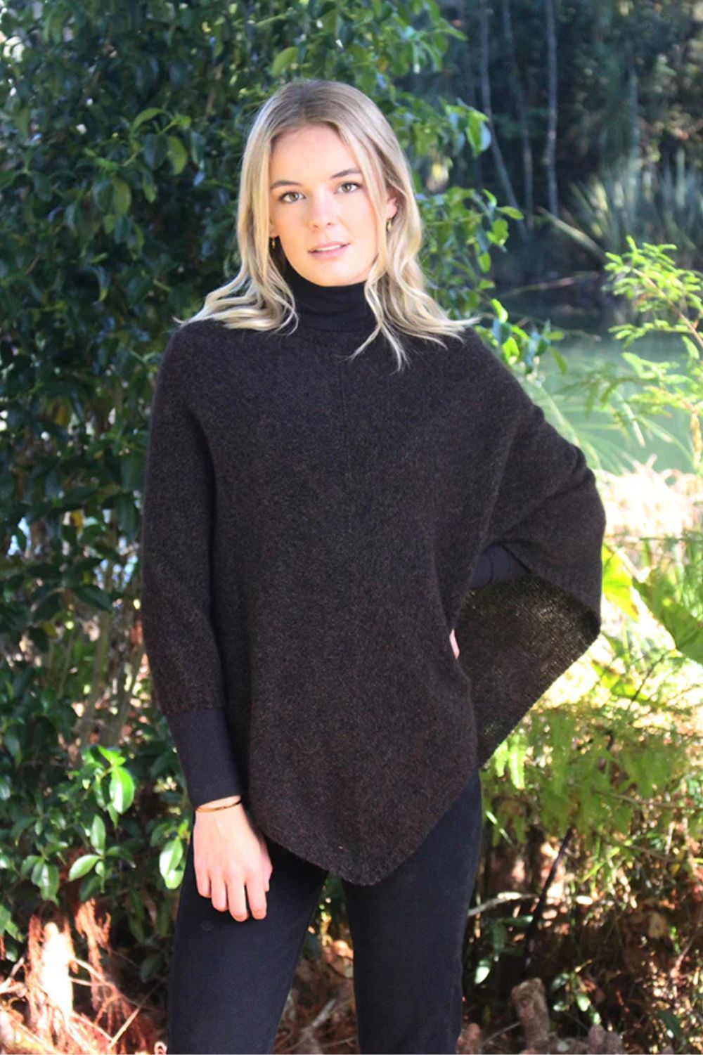 Lothlorian - Lothlorian Plain Possum Merino Poncho | Brown Marl - Scarves & Wraps - Silvermaple Boutique 