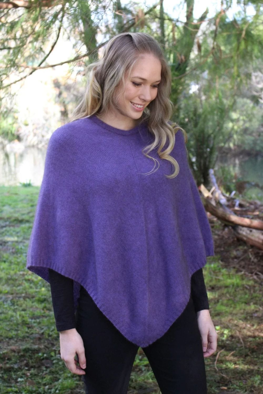 Lothlorian - Lothlorian Plain Possum Merino Poncho | Heather - Scarves & Wraps - Silvermaple Boutique 