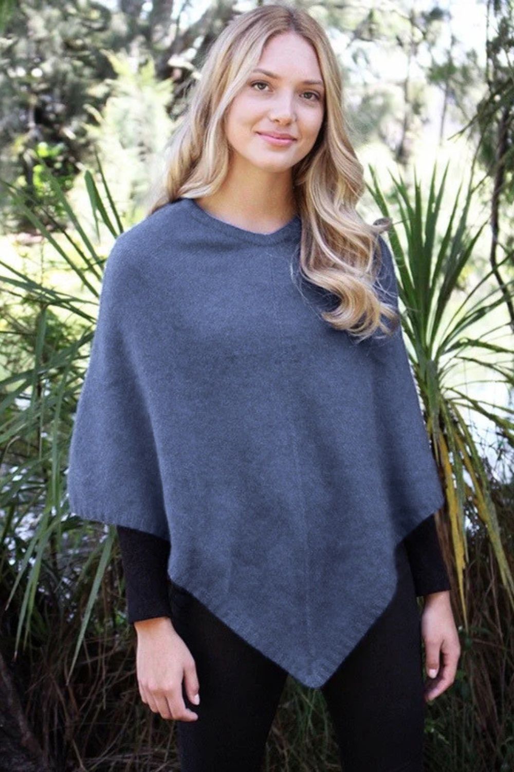 Lothlorian - Lothlorian Plain Possum Merino Poncho | Iceberg - Scarves & Wraps - Silvermaple Boutique 