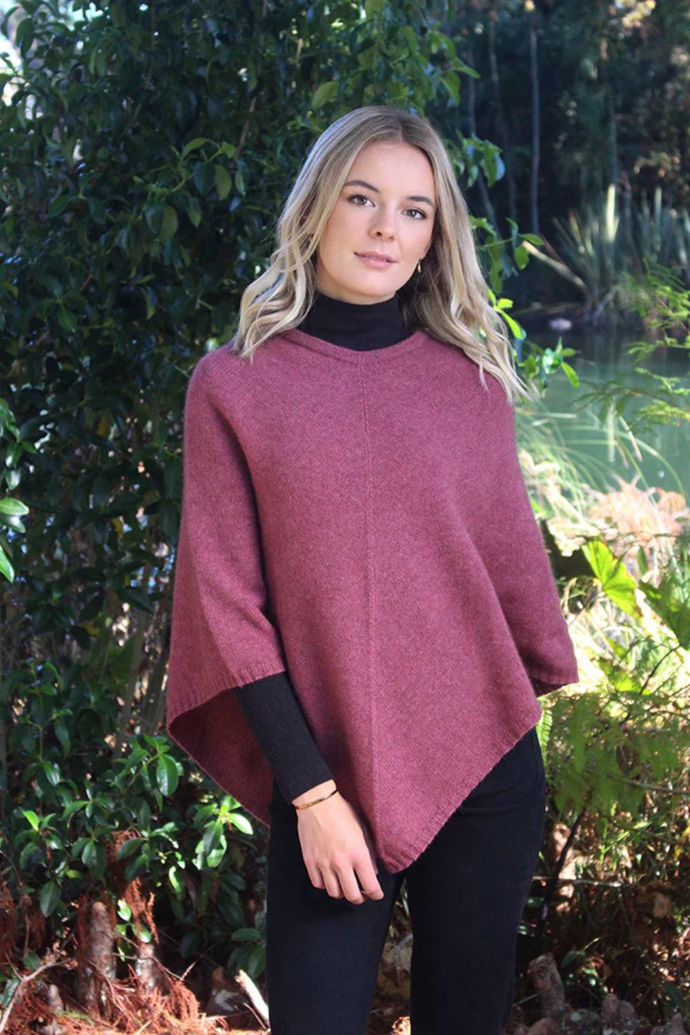 Lothlorian - Lothlorian Plain Possum Merino Poncho | Orchid - Scarves & Wraps - Silvermaple Boutique 