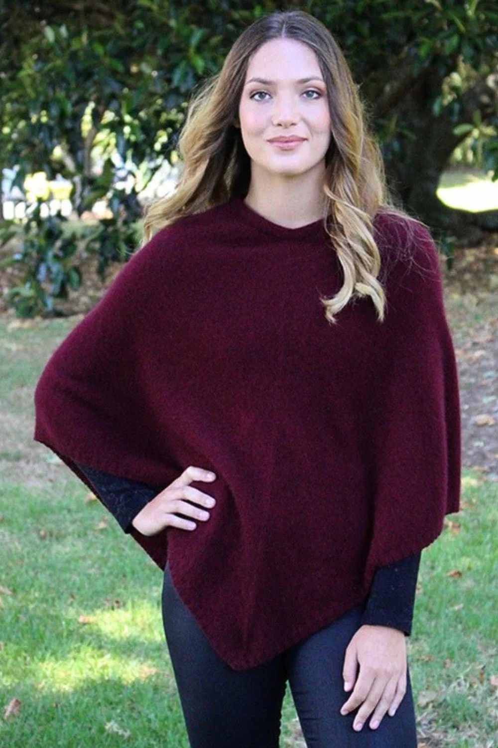 Lothlorian - Lothlorian Plain Possum Merino Poncho | Pinot - Scarves & Wraps - Silvermaple Boutique 