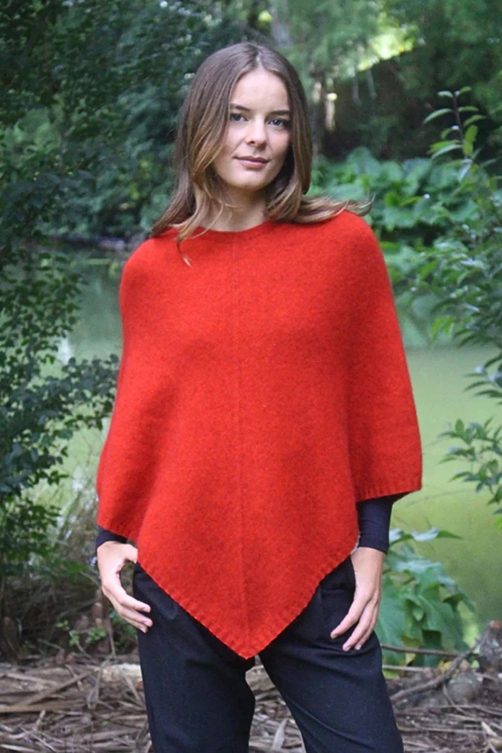 Lothlorian - Lothlorian Plain Possum Merino Poncho | Pumpkin - Scarves & Wraps - Silvermaple Boutique 