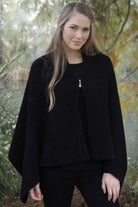 Lothlorian - Lothlorian Zippered Possum Merino Wrap | Black - Scarves & Wraps - Silvermaple Boutique 