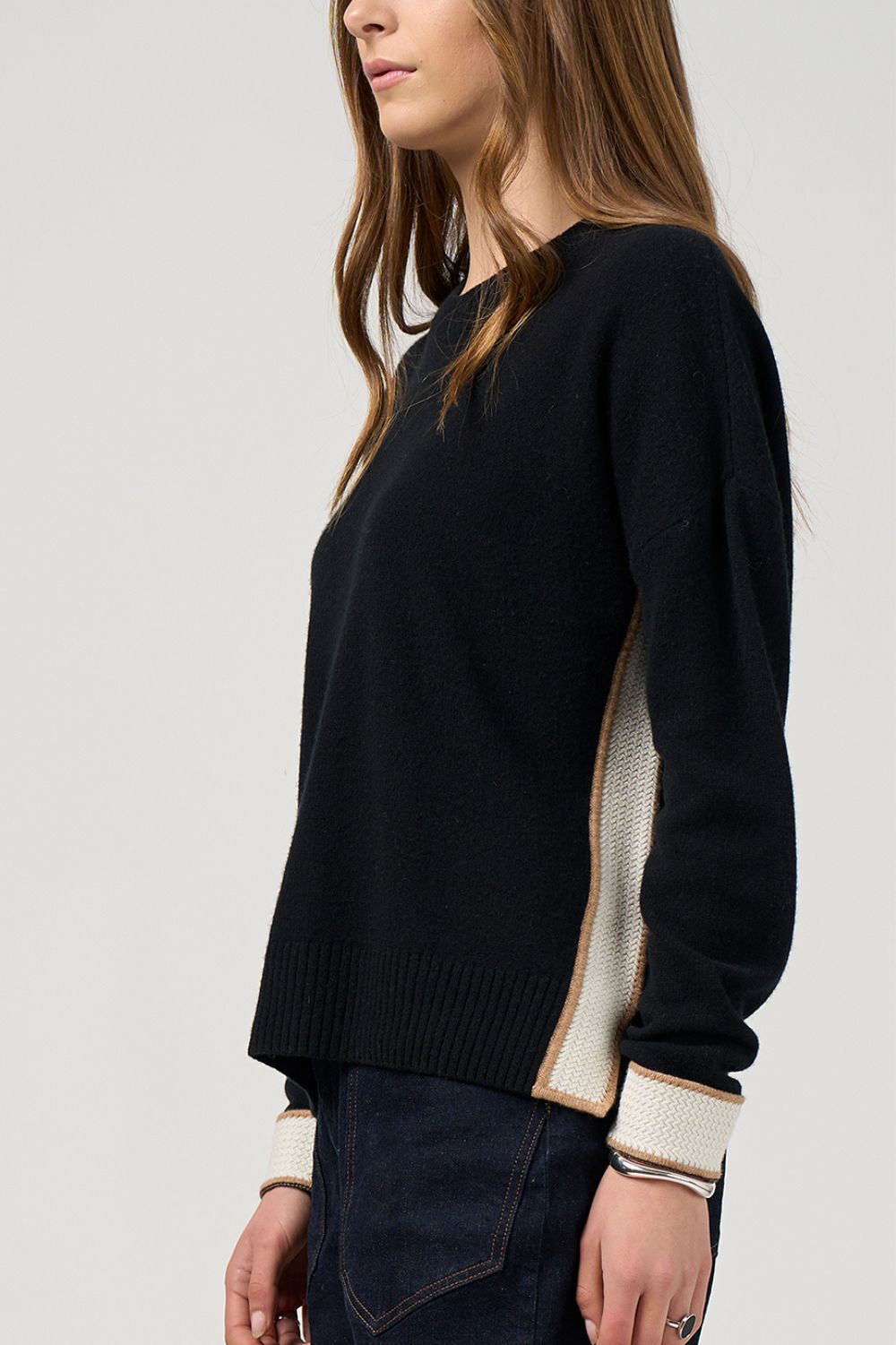 Madly Sweetly - Madly Sweetly College Sweater | Black/White - Knitwear - Silvermaple Boutique 