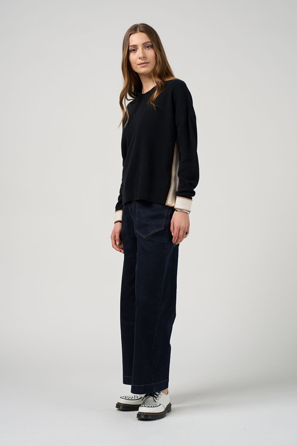 Madly Sweetly - Madly Sweetly College Sweater | Black/White - Knitwear - Silvermaple Boutique 