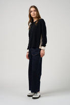 Madly Sweetly - Madly Sweetly College Sweater | Black/White - Knitwear - Silvermaple Boutique 