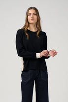 Madly Sweetly - Madly Sweetly College Sweater | Black/White - Knitwear - Silvermaple Boutique 