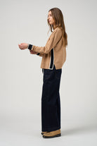 Madly Sweetly - Madly Sweetly College Sweater | Camel/Black - Knitwear - Silvermaple Boutique 