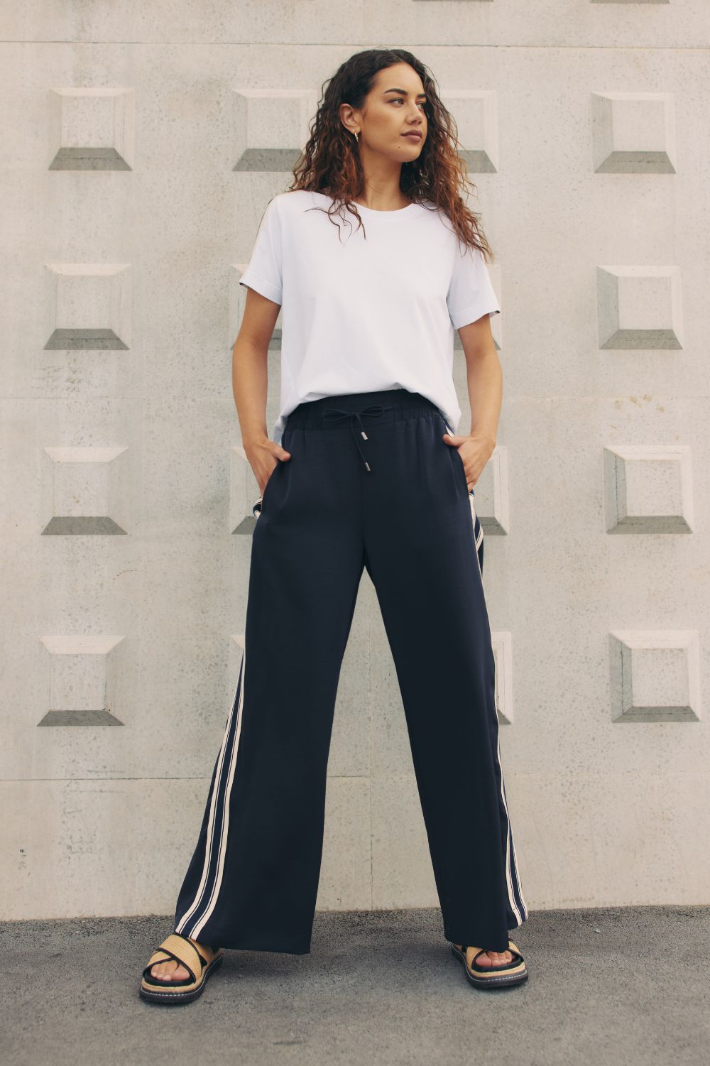 Madly Sweetly - Madly Sweetly Linear Pant | Navy - Pants - Silvermaple Boutique 