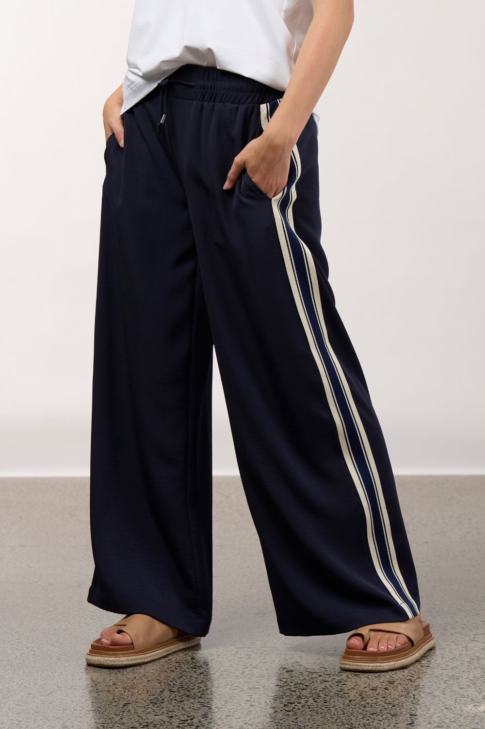 Madly Sweetly - Madly Sweetly Linear Pant | Navy - Pants - Silvermaple Boutique 