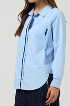 Madly Sweetly - Madly Sweetly Mixed Media Shirt | Sky - Shirt - Silvermaple Boutique 