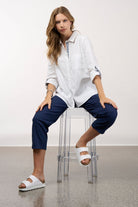 Madly Sweetly - Madly Sweetly Mixed Media Shirt | White - Shirt - Silvermaple Boutique 