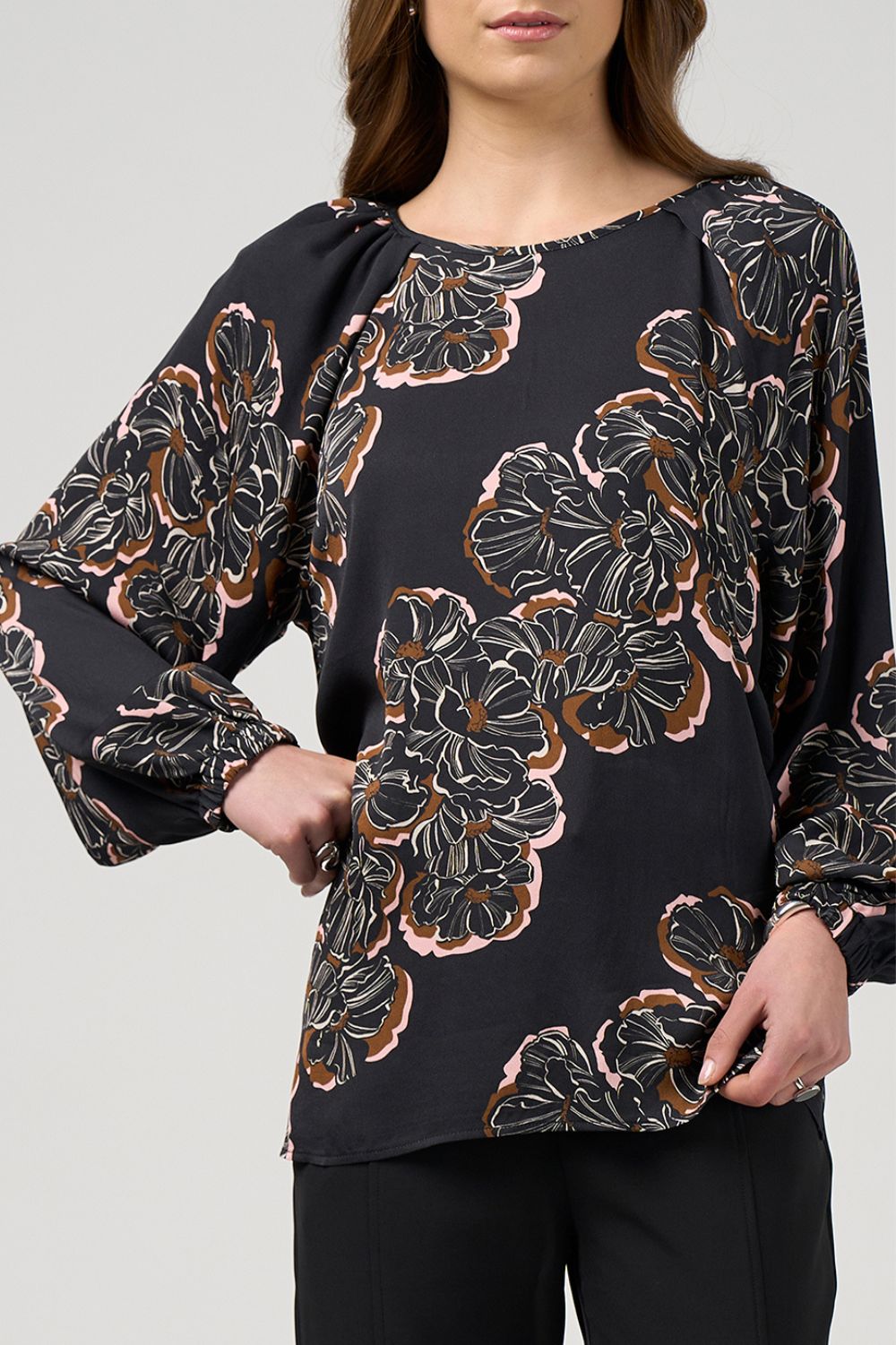 Madly Sweetly - Madly Sweetly Wood Rose Top | Black Multi - Top - Silvermaple Boutique 