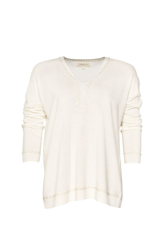  Madly Sweetly Whipped Up V-Sweater | Winter White