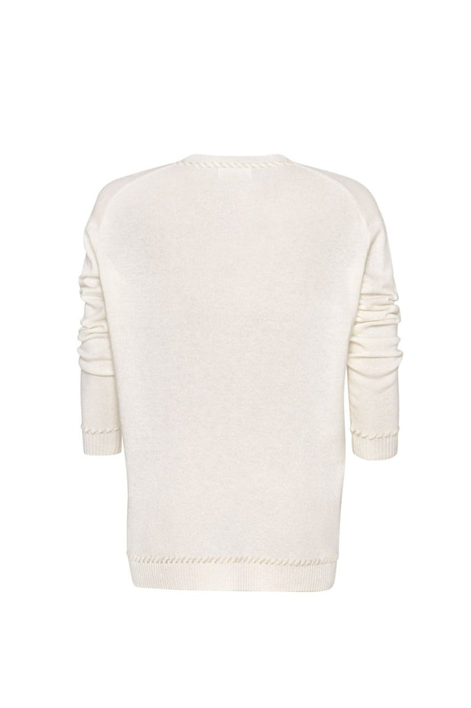 Madly Sweetly Whipped Up V-Sweater | Winter White