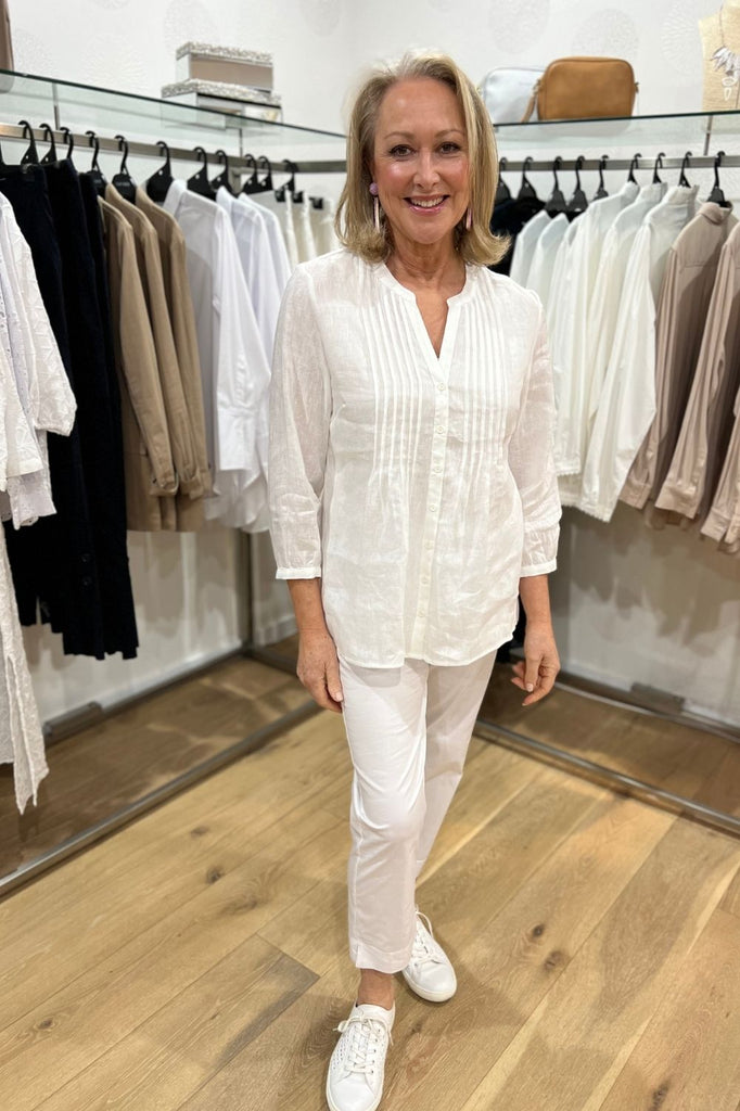 Maglia Pintuck Shirt | White | Silvermaple Boutique