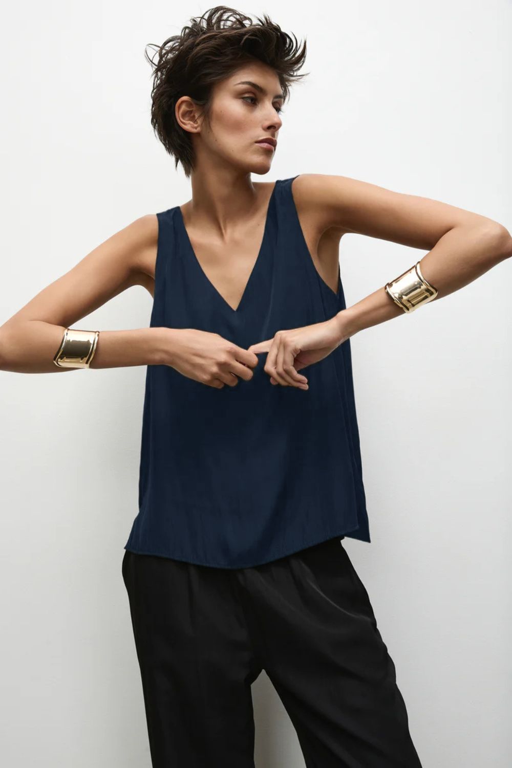 Mela Purdie - Mela Purdie Audrey Tank | Navy - Top - Silvermaple Boutique 