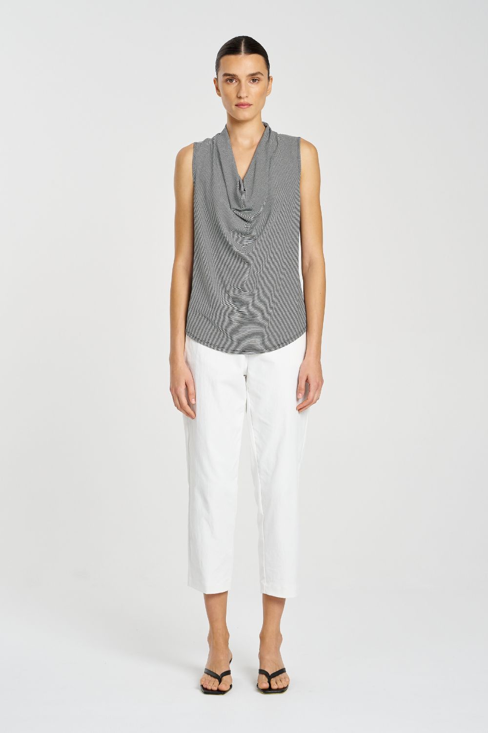 Mela Purdie - Drape Shell | Caviar Stripe - Top - Silvermaple Boutique 