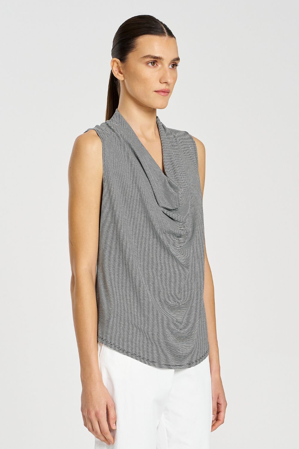 Mela Purdie - Drape Shell | Caviar Stripe - Top - Silvermaple Boutique 