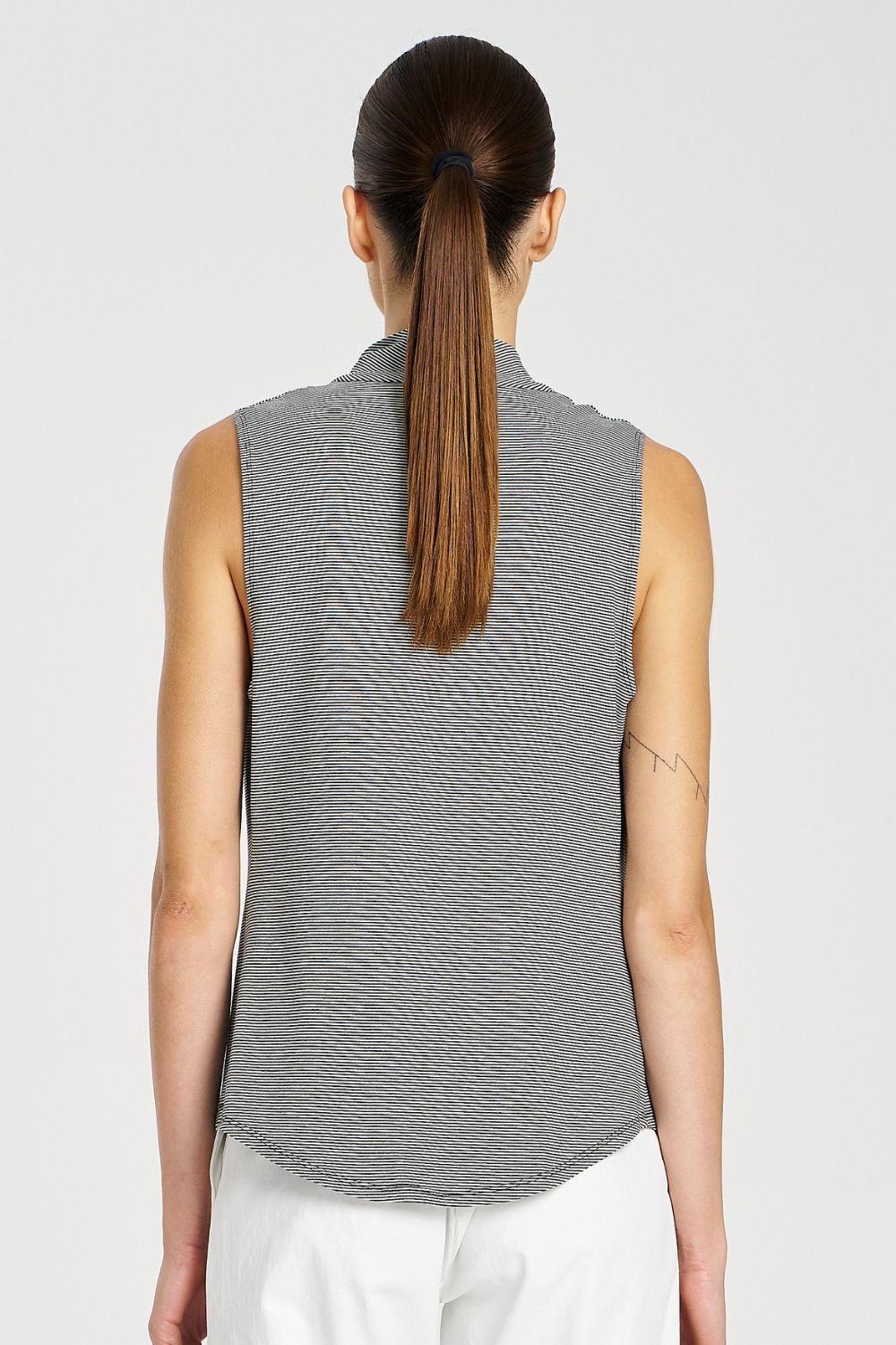 Mela Purdie - Drape Shell | Caviar Stripe - Top - Silvermaple Boutique 