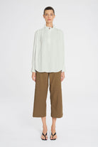 Mela Purdie - Mela Purdie Frill Neck Blouse | Oyster - Blouse - Silvermaple Boutique 