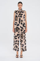 Mela Purdie - Mela Purdie Frill Neck Tank | Blurr Silk Print - Top - Silvermaple Boutique 