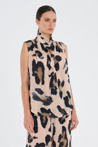 Mela Purdie - Mela Purdie Frill Neck Tank | Blurr Silk Print - Top - Silvermaple Boutique 