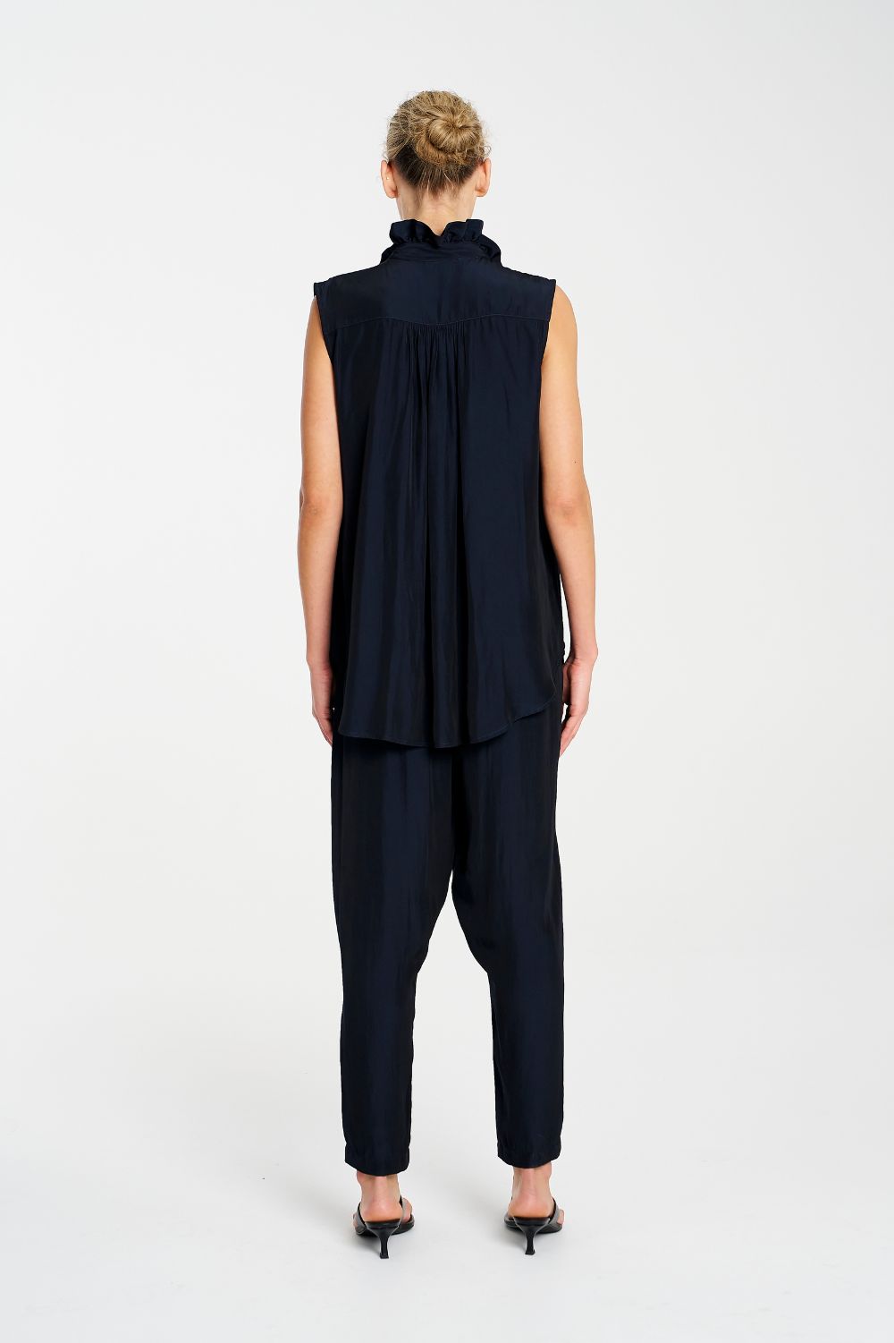 Mela Purdie - Mela Purdie Frill Neck Tank | Navy - Top - Silvermaple Boutique 