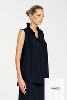 Mela Purdie - Mela Purdie Frill Neck Tank | White - Top - Silvermaple Boutique 