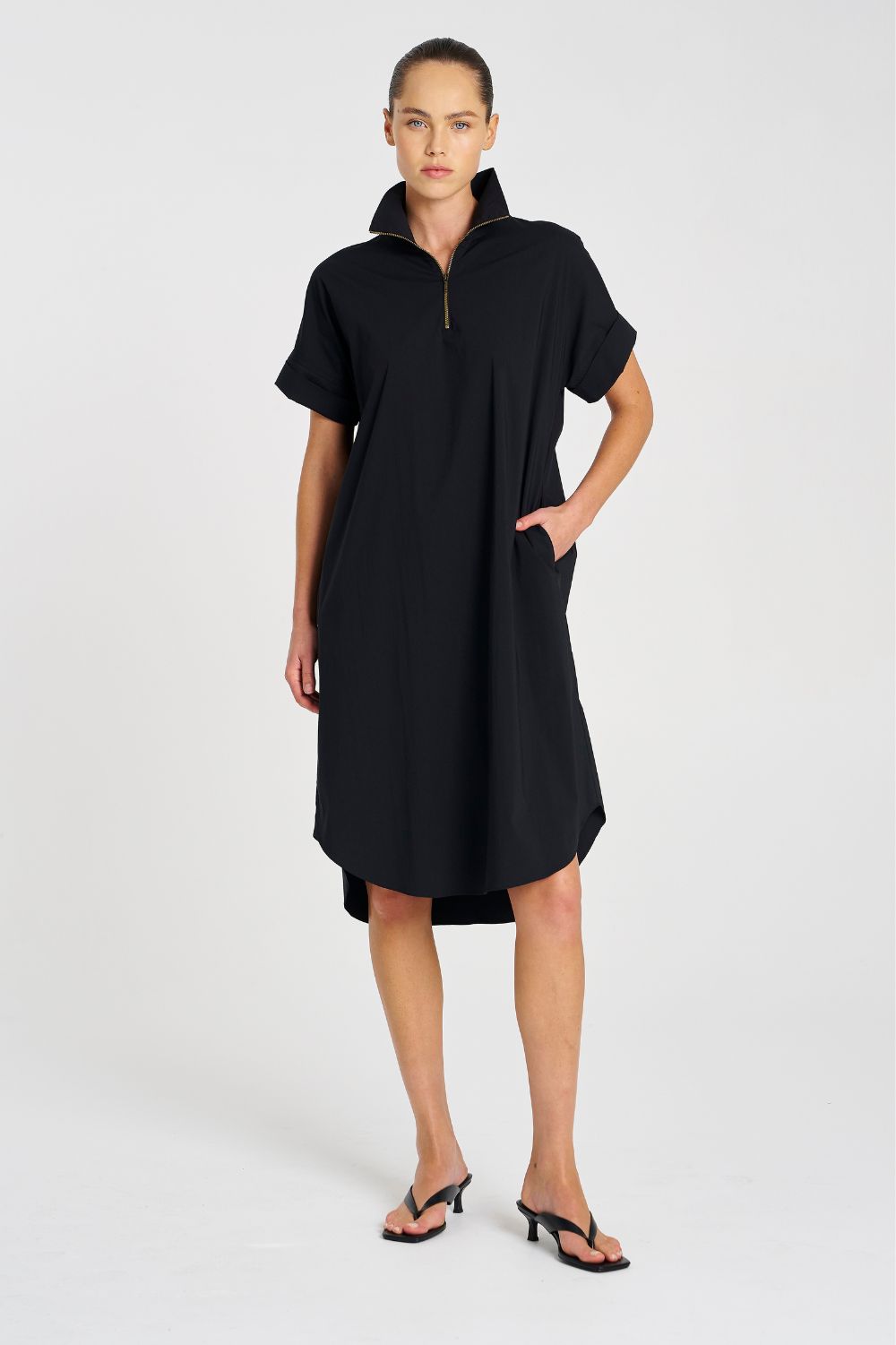 Mela Purdie - Mela Purdie Half Zip Dress | French Navy - Dress - Silvermaple Boutique 