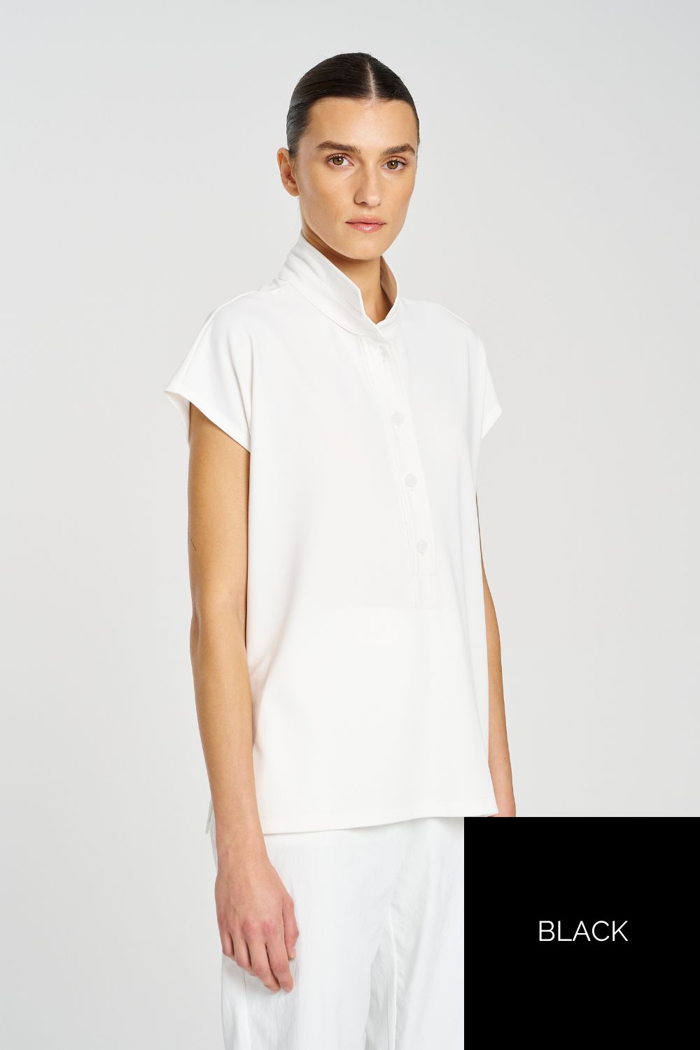 Mela Purdie - Mela Purdie Henley Shell | Black - Top - Silvermaple Boutique 