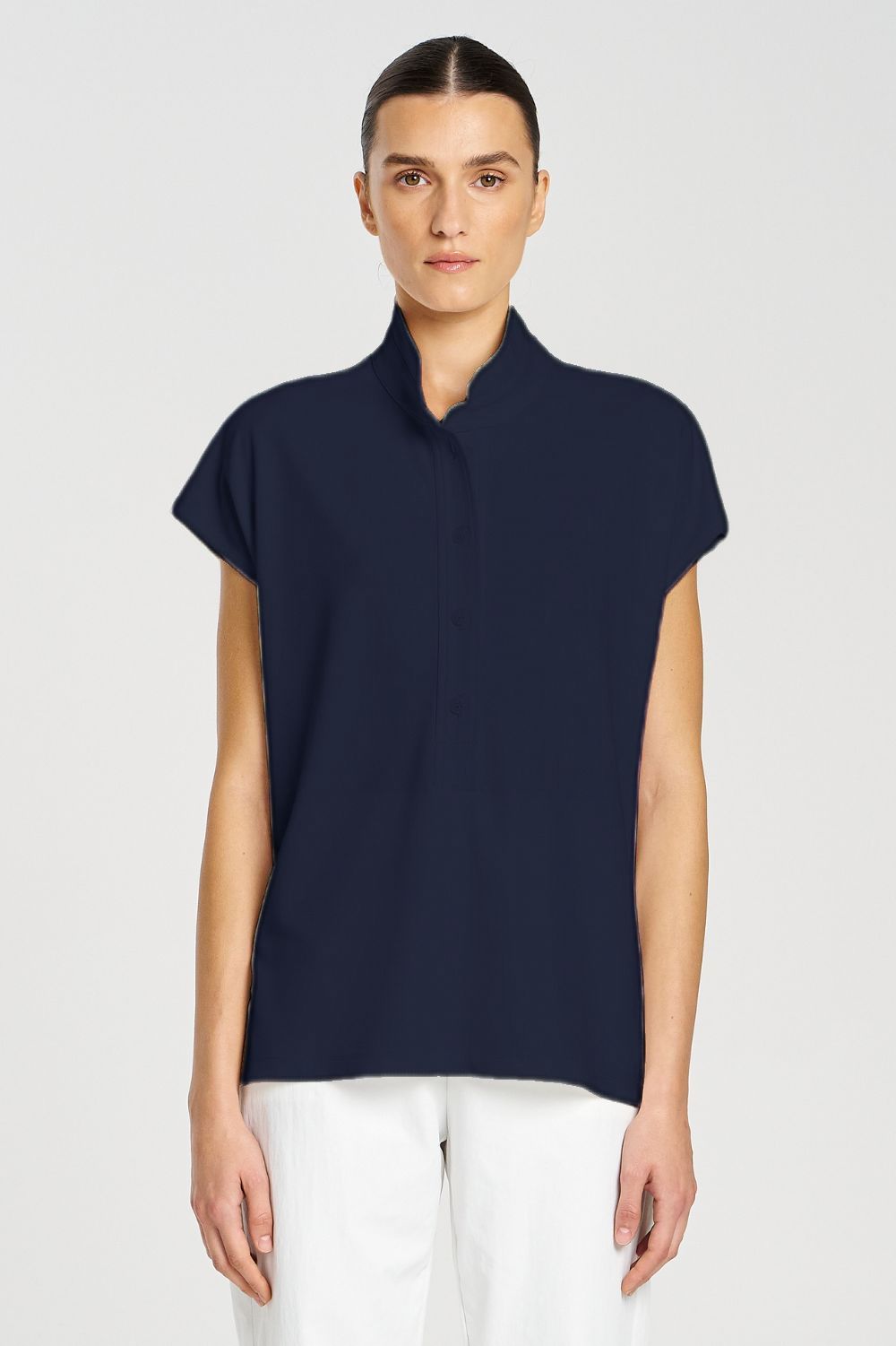 Mela Purdie - Mela Purdie Henley Shell | Navy - Top - Silvermaple Boutique 