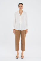 Mela Purdie - Mela Purdie Lariat Blouse | White - Blouse - Silvermaple Boutique 