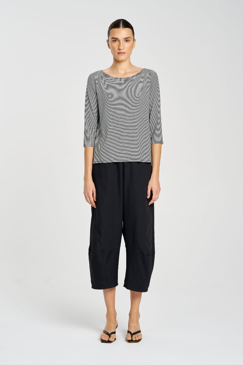 Mela Purdie - Relaxed Boat Neck | Caviar Stripe - Top - Silvermaple Boutique 