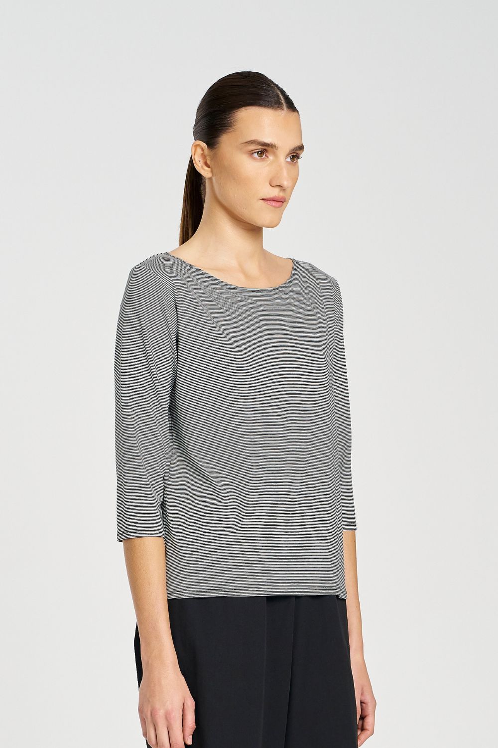 Mela Purdie - Relaxed Boat Neck | Caviar Stripe - Top - Silvermaple Boutique 